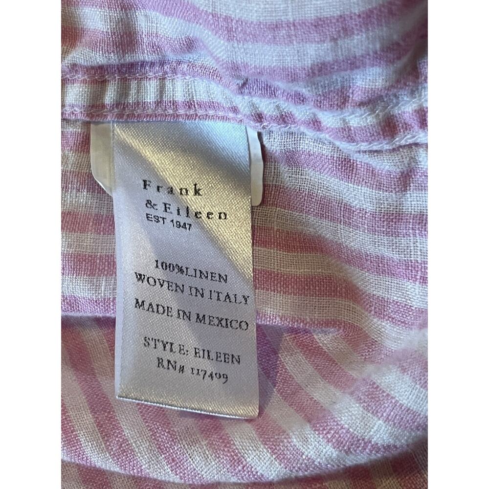 FRANK & EILEEN 100% Linen Shirt Striped Button Front Long Sleeve Pink White S - Picture 5 of 5